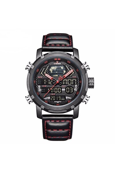 Naviforce NAVİFORCE NF9160 SİYAH KAYIŞ KIRMIZI DİKİŞLİ SPOR ERKEK KOL SAATİ