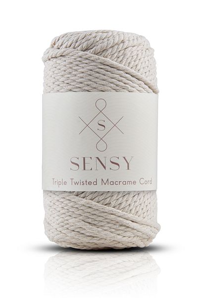 SENSY Premium 3 Twist Macrame Rope 3mm Three Twist Scanned Macrame Rope Rope Set of 3 Ecru-tile-mustard