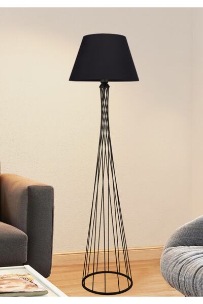 HOMİNG Dora Siyah Konik Başlıklı Lüx Metal Lambader