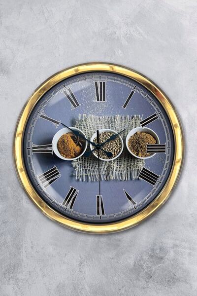 Kasva Concept هدية ساعة حائط مطبخ معدنية ذهبية مقاس 40 سم