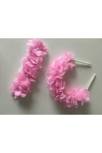 CAN BUTİK Mother Baby Maternity Crown Set with Pink Laser Flowers