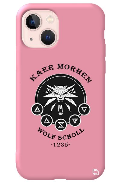 WANNA PROTECT iPhone 13 Pink Color Premium Velvet Inside the Witcher Patterne...