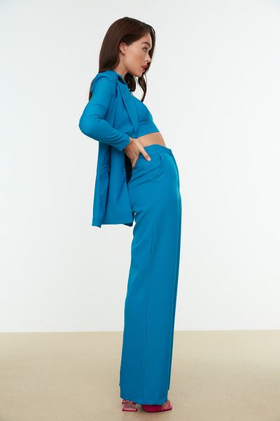Trendyol Collection Saks Wide Leg Woven Kalhoty Tpraw22Pl0402