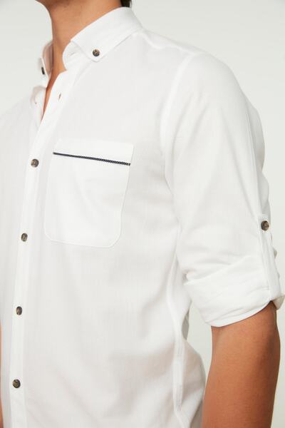 Trendyol Collection Білий комір на ґудзиках Сорочка на ґудзиках з однією кишенею TMNSS20GO0125
