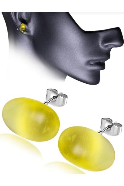 Budakoğulları Damla Kehribar 925 Gümüş Ve Gold Kaplama Küpe Sağlık Nazar Dikkat Ağrı Tiroit Küpesi