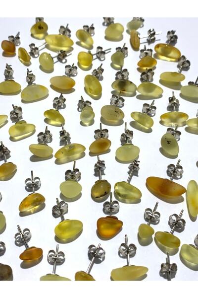 Budakoğulları Damla Kehribar 925 Gümüş Ve Gold Kaplama Küpe Sağlık Nazar Dikkat Ağrı Tiroit Küpesi