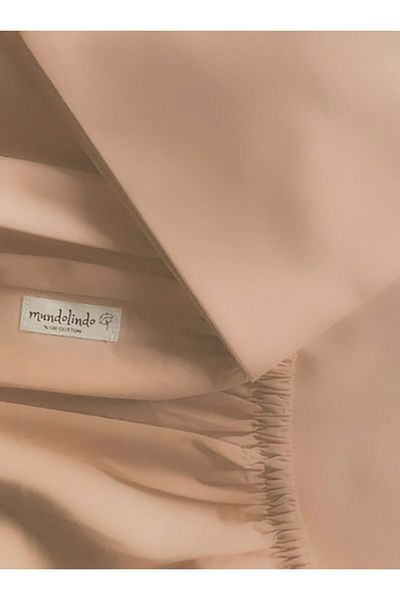 MundoLindo Beige Colored 100% Organic Cotton Single Sheet Set - Elastic