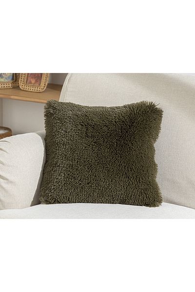 English Home Fluffy βελούδινο κάλυμμα μαξιλαριού ριχτάρι 45x45 cm Χακί