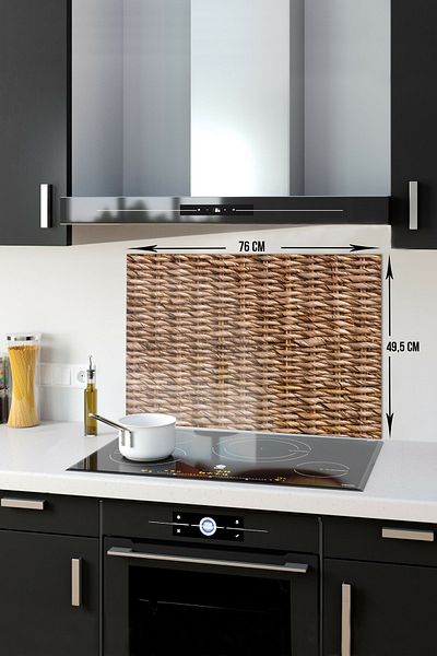 Decorita Aspect de răchită |   Protector de spate pentru aragaz din sticla |   49,5 cm X 76 cm