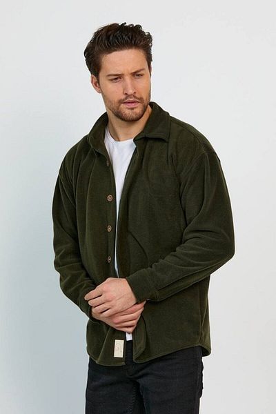 LEYEL Moda Men's Khaki Oversize New Style Fleece Shirt
