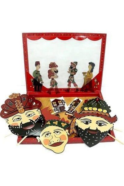 TELSA Hobby Wooden Hacivat Blackhead Shadow Play Set Theater Game
