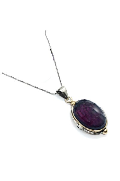 Doğan Silver Amatist Taşlı Otantik Gümüş Kadın Kolye Dgn21086