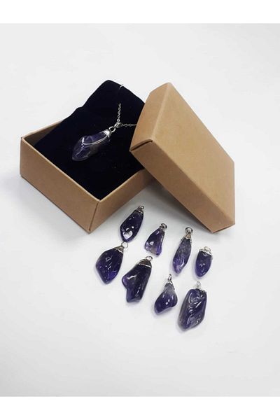 Yüksel Boncuk Amethyst Natural Stone Teeth Necklace