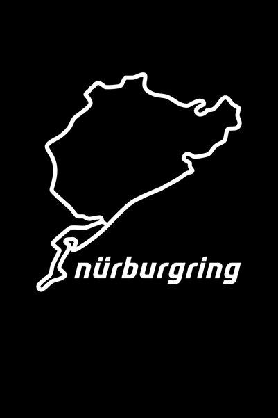 MegaSticker ملصق سيارة Nürburgring Full Track، ملصق سيارة أبيض ورمادي 13x12 سم