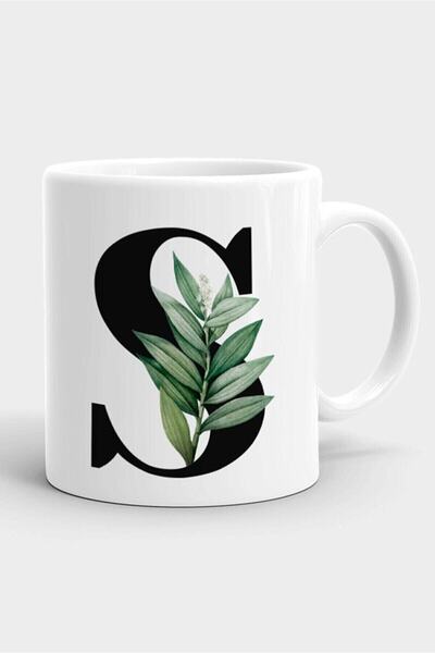 hediyetrendim Cană albă din porțelan cu litera S