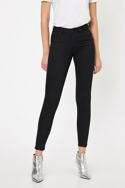 Trn JNS Χρυσό μαύρο τζιν παντελόνι (SILVER BLACK)
