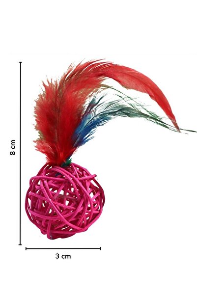 Buffer 2-Piece Rattan Colorful Plush Feather Cat Dog Toy Catching Chewing Rattle Ball Toy