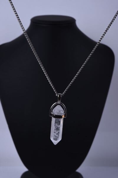 Taşmeran Kristal Kuvars-oniks Doğal Taş Çivi Çift Sevgili Kolyeleri Tky0229