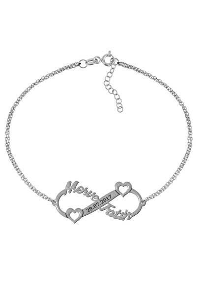 İNDİGO TAKI Isimli Tarihli Kalp Sonsuzluk Gümüş Bileklik