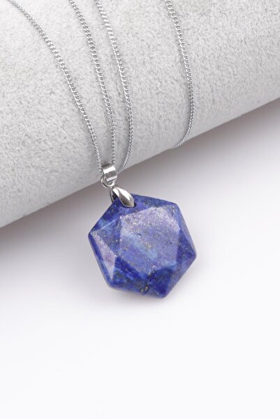 Alibaba Doğaltaş قلادة من حجر اللازورد الطبيعي ذات القطع السداسي