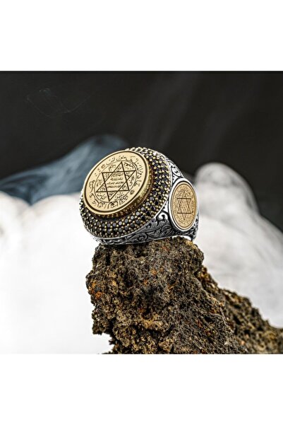 Tesbihsepetim Hz Süleyman Mührü Işlemeli Kenarları Süleyman Mühürlü Gümüş Yüzük