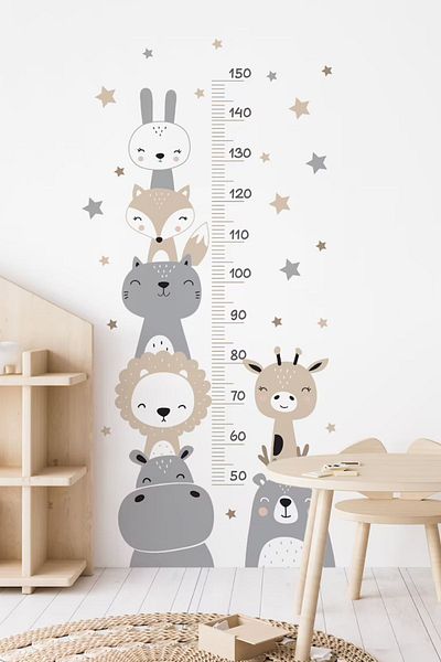Piksel Grafik Cute Friends Height Measurer Kids Room Wall Sticker