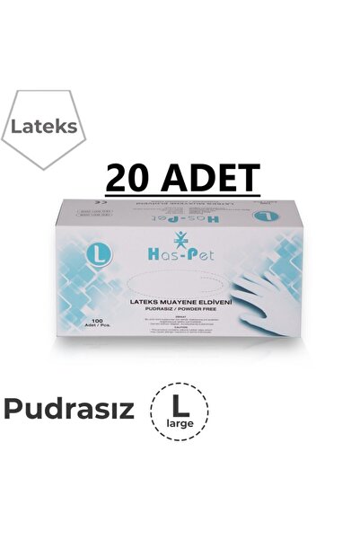 Has-Pet Lateks Pudrasız Muayene Eldiveni (100'lü 20 Adet Large)