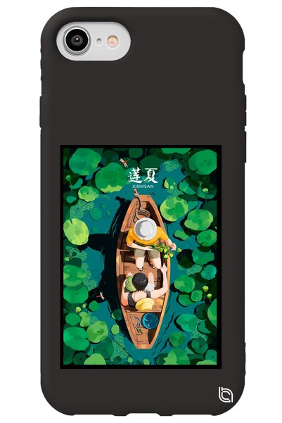 WANNA PROTECT iPhone 7 Black Color Premium Velvet Inside Boat Patterned Silic...