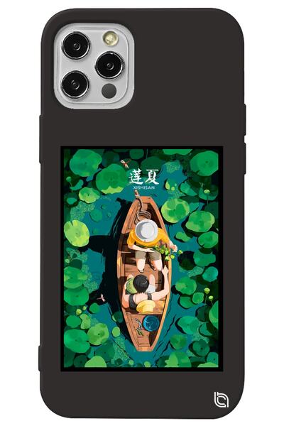 WANNA PROTECT iPhone 13 Pro Black Color Premium Velvet Inside Boat Pattern Si...