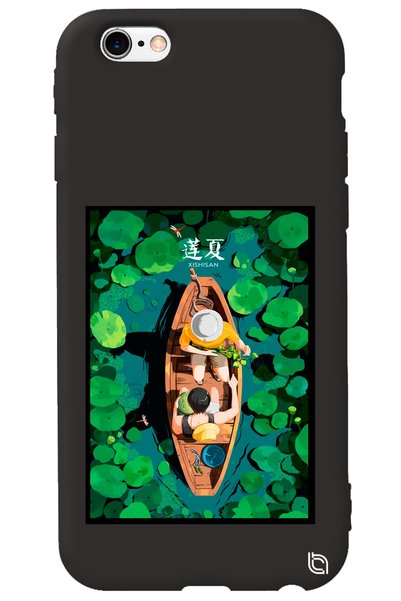 WANNA PROTECT iPhone 6 Plus Black Color Premium Velvet Inside Boat Pattern Si...