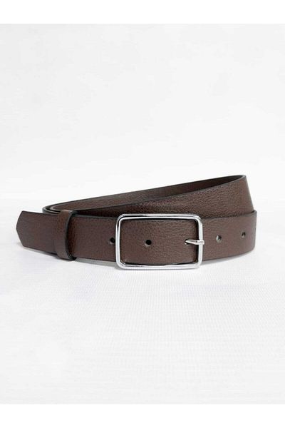Kemerix Women's Dark Brown Belt with Silver Buckle