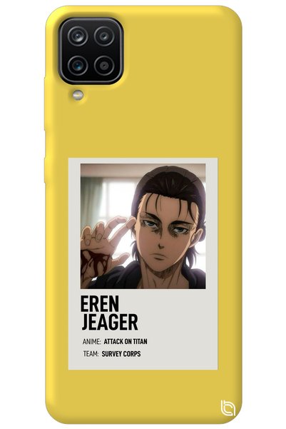 WANNA PROTECT Samsung Galaxy A12 Yellow Premium Velvet Attack on Titan Patter...