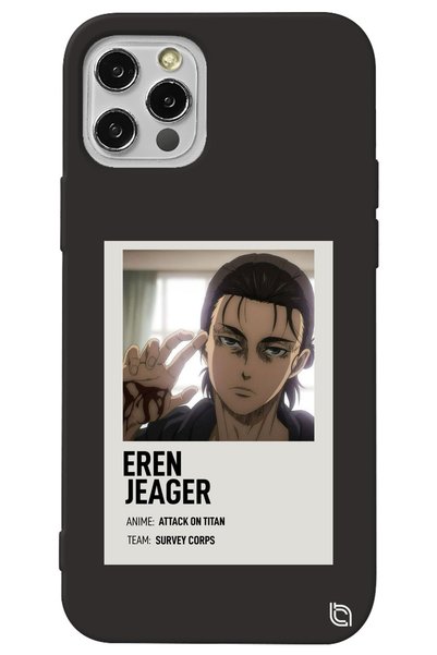 WANNA PROTECT iPhone 13 Pro Black Premium Velvet Attack on Titan Patterned Si...
