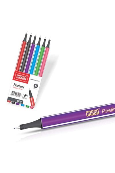 Cassa Set of 6 Fineliner 0.4mm Felt Tip Pens
