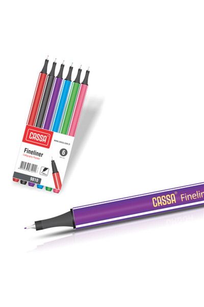 Cassa Set of 6 Fineliner 0.4mm Felt Tip Pens