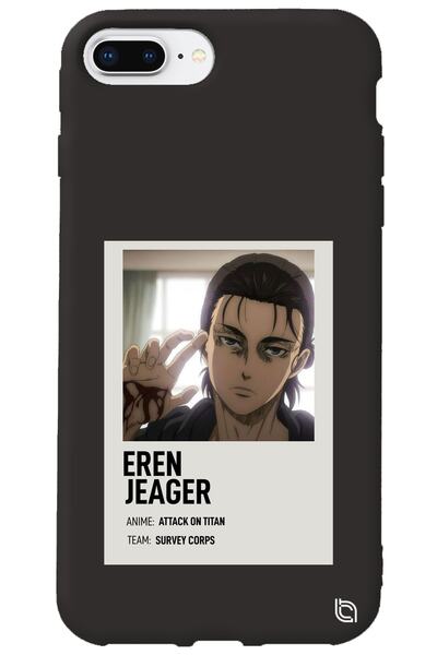 WANNA PROTECT iPhone 8 Plus Black Premium Velvet Attack on Titan Patterned Si...
