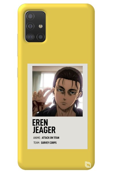 WANNA PROTECT Samsung A51 Yellow Premium Velvet Inside Attack on Titan Patter...