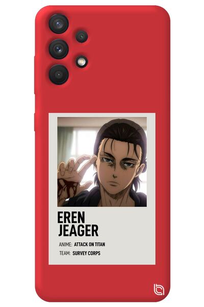 WANNA PROTECT Samsung A32 Red Premium Velvet Attack on Titan Patterned Silico...