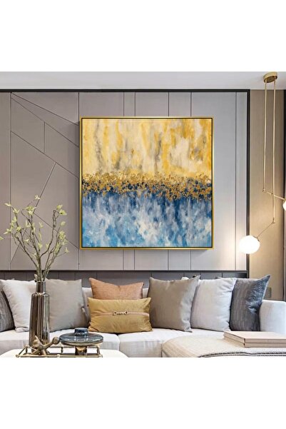 Markazip Altın Metal Çerçeveli Kanvas Tablo 90x90cm Kod: Yr0023-a