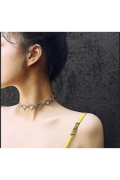 Köstebek Punk Harajuku Trendy Sequential Heart Necklace