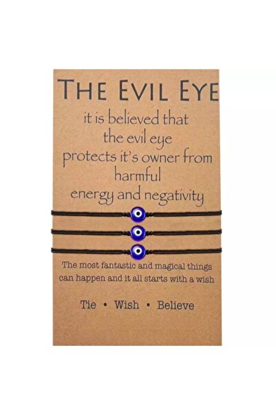 TakıConcept 3lü Ayarlanabilir Nazar Boncuklu Ip Bileklik Halhal