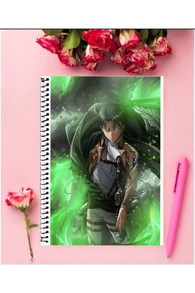 detayminant Levi Ackerman Attack On Titan Anime Notebook 1 Piece Special Design A4 Size 21*29 Cm Wired Striped