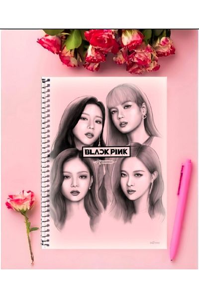 detayminant Black Pink Notebook 1 Piece Special Design A4 Size Wired Striped Notebook 21*29 Cm