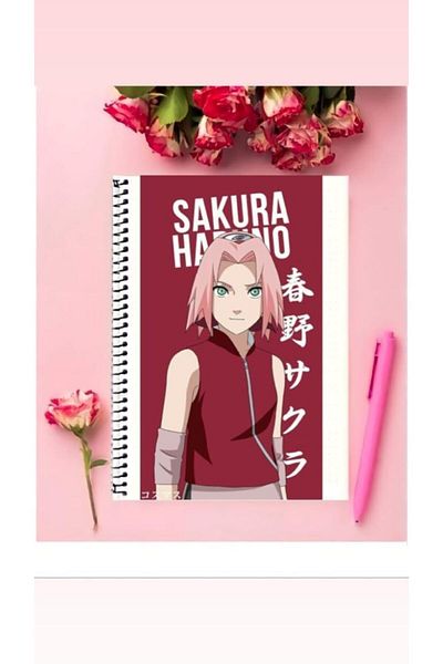 detayminant Sakura Haruno Anime Patterned Notebook - A4 Size, 1 Piece, Special Design, Ringed Line, 21*29 cm