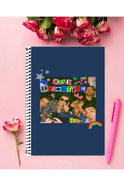 AYAŞLI KIRTASİYE دفتر One Direction قطعة واحدة تصميم خاص مقاس A4 مقاس 21*29 سم دفتر سلكي مسطر