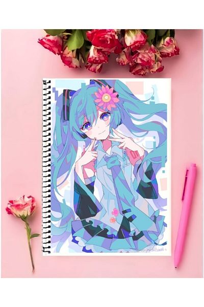 AYAŞLI KIRTASİYE Hatsune Miku Anime Notebook 1 Piece Special Design A4 Size 21*29 cm Wire Lined Notebook