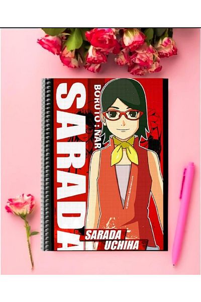 AYAŞLI KIRTASİYE Sarada Uchiha Anime Notebook 1 Piece Special Design A4 Size Wire Checkered Notebook 21*29 Cm