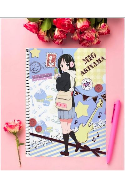 AYAŞLI KIRTASİYE Mio Akıyama Anime Notebook 1 Piece Special Design A4 Size 21*29 Cm Wired Striped Notebook