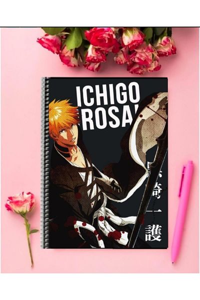 FBN STORE Ichigo Kurosaki Anime Notebook - 1 Piece, A4 Size, Ring Plaids, 21*29 cm