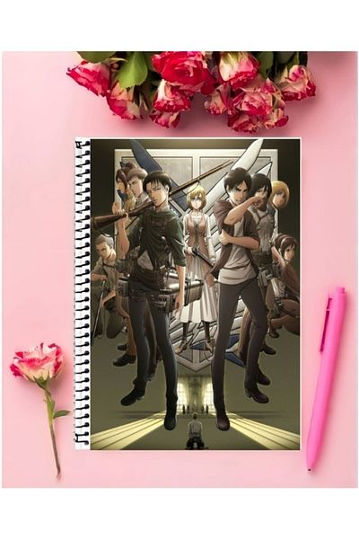 FBN STORE Attack On Titan Anime Notebook 1 Piece Special Design A4 Size 21*29 Cm Wired Checkered Notebook
